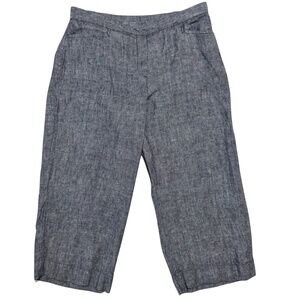 J. Jill Linen Cropped Wide Leg Pants in Charcoal Size Medium Petite